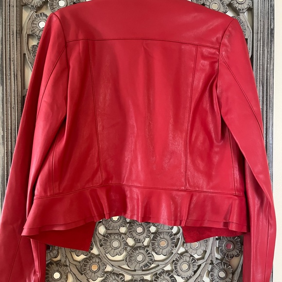LN. Zara Red Faux Leather Jacket - Picture 2 of 8